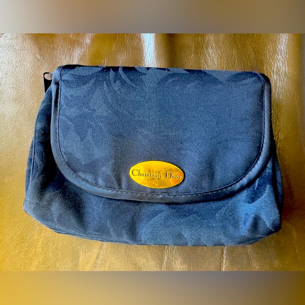 Vintage Christian Dior Blue Small Clutch Rare Make Up Bag